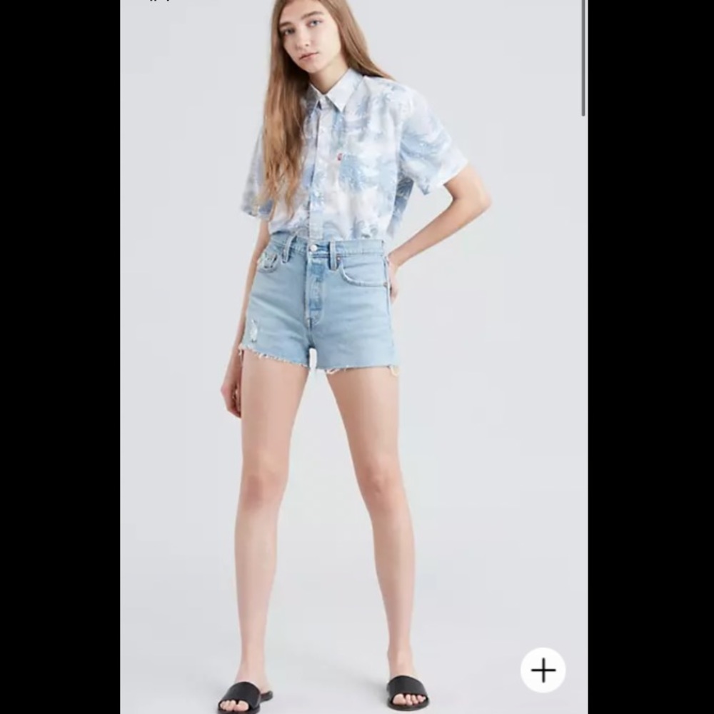 Levi’s 501 High-Rise Button-Fly Jean Shorts Light Tango Blue | Size 30